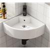 HOROW Lavandino bagno piccolo con bordo sottile, mini lavabo sospeso per ospiti ceramica, montaggio a parete con foro per rubinetto, lavabo sospeso, 46 x 31 cm
