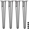 HOLZBRINK 4x gamba da tavolo in metallo con 3 aste Hairpin,Gamba con asta tripla per mobili, tavolo, 100 cm, Nero Intenso, HLT-13A-100-9005