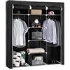 SONGMICS Armadio in Tessuto, Guardaroba Pieghevole con Barra di Sospensione, Appendiabiti, Scaffale per Borse, Giocattoli, Scarpe, Soggiorno, Camera da Letto, 150 x 45 x 175 cm, Nero RYG12B