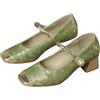 ACXIN Mary Jane - Scarpe da donna con tacco a blocco da 6 cm, eleganti pompe broccate con perle e punta quadrata e design slip-on per ufficio, matrimonio e festa