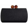 ZPGVWXKO Pochette Borsa a Mano Clutch Borsa Elegante Borsa Cerimonia in Paglia PP Tessuta con Nodo Gemello a Perle Traslucide Forma Rettangolare Arrotondata, Array, Nero