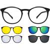 Ultem THEMA U-220 Colore M02 NERO OPACO - Fronte Ø 50 mm. Montatura per occhiali da vista e sole + 4 CLIP-ON Original "99 John St NYC" UNISEX