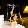 Toptime Portacandele rotanti, carosello dorato portacandele a tema fata, portacandele rotanti in metallo, accessori romantici per soggiorno per centrotavola, Natale, San Valentino