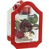 Flair Flower Portacandele in vetro con candela tealight e rose artificiali, decorazione romantica per celebrazioni e matrimoni, rosso, poliestere, vetro, cera