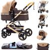 ALYIKOU passeggino neonati 3 in 1，pieghevole trio，Con la borsa mamma passeggino neonati，Pneumatici in gomma (3 in 1 530 Cachi)
