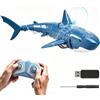 Cossify Squalo telecomandato per bambini, giocattolo radiocomandato da 2,4 GHz, barca di squalo telecomandata con movimento luminoso e realistico, giocattolo acquatico per vasca da bagno e piscina
