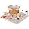 COOKIE BUNNY Cestino da picnic in legno per bambini, set per giochi di ruolo, con coperta, piatti, tazze e posate, giocattolo da cucina per giochi di ruolo, età dai 3 anni in su