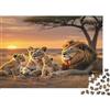 6N2X9A4S Tramonto nella savana Famiglia di leoni Puzzle 1000 pezzi in carta per adulti Rompicapo carta spessa Animali Decorazione parete regalo 70x50cm/1000pcs
