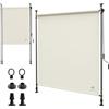 VOUNOT® Tenda da Sole Verticale 200 x 310 cm Senza Fori con Manovella, Tenda Estensibile da Esterno Protezione Solare UV e Resistente alle Intemperie per Balcone, Terrazza e Giardino, Beige