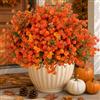 AXYLEX, fiori artificiali autunnali per esterni, 12 mazzi di piante finte resistenti ai raggi UV, non sbiadiscono, in plastica sintetica, per giardino, portico, patio, arancione e verde