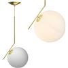 BAKAJI Lampadario Lampada Sospensione Portalampada a Sfera in Vetro Opaco Staffa in Metallo in Oro Design Moderno Attacco E27 Lampadina Max 40W Illuminazione Arredamento Casa (20 cm)