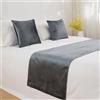 JANEMUA Runner Da Letto In Velluto Liscio E Cuscini Abbinati, Asciugamano Di Fine Letto Per Hotel E Pensioni, Copriletto Per Locanda E Colazione, Sciarpa Da Letto Morbida-Dark Gray||240X45cm for 1.8m Bed