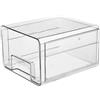 EUBSWA, organizer per frigorifero con cassetto, separazione degli odori e vassoio raccogligocce estraibile - Sistema modulare di contenitori, impilabile (24,7x21,4x14,2 cm) per frutta, verdura e carne