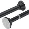 Zourglow Bastone Tenda Doccia Senza Forare Acciaio Inossidabile 60-120cm | Estensibile Bastone Tenda a Pressione Antiruggine e Antiscivolo, Bastoni Tende per Bagno, Tendaggi, Finestre, Armadio
