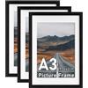 Zueyunstoo Cornice portafoto in formato A3, confezione da 3 cornici nere per poster, (29,7 x 42 cm), formato A3, con parte anteriore in plexiglas sicuro, montaggio a parete