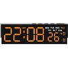 PureBowlic Grande orologio da parete digitale a LED con display multifunzione, lettura di data e temperatura, livelli di luminosità regolabili, luce notturna ambientale morbida e allarme integrato per