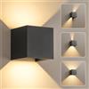 FUPE 12cm Applique da Parete Interno/Esterno LED IP65-24W Luce da Parete Esterno in Nero con 3 Temperature Colore (3000K/4000K/6500K) e Angolo Regolabile, per Balcone Giardino Corridoi Scale