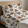 Mahome Set Lenzuola Francese Cotone 100% Puro Italiano Morbido - Completo Letto Francese Lenzuolo Sopra 200x300, Lenzuolo con Angoli Sotto 140x200+h25, 2 Federe 50x80 - Made in Italy