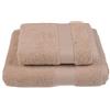 Jolie Firenze BIBIHOME Set asciugamano viso ed asciugamano ospite in spugna di puro cotone pettinato (550 gr./mq.) tinta unita (BEIGE)