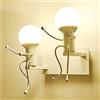 Mengjay Humanoid Creativo Vintage Lampada da Parete Industriale Retro Applique da Parete Lampada a Muro Supporto in Ferro Art Deco E27 per Bar, Camera da Letto, Cucina, Ristorante, caffè, Corridoio (Bianca)