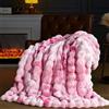 Ybike Coperta Plaid, Fuzzy Soft Plush Plaid Fausse Fourrure 150x130cm, Lusso Reversibile Pile Peluche di Coniglio Coperta per Letto, Divano, Sofà, Poltrone (Rosa)