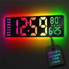 EASYERA - Grande orologio da parete digitale da 16,5 pollici con luce RGB, doppio allarme con display a LED grande, DST automatico, batteria a bottone consumo