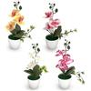 YALiya 4 Pezzi Fiori Artificiali di Orchidea, Orchidea Finta Realistica | Fiori di Orchidea Finti in Vaso con Vaso di Plastica per la Decorazione del Tavolo di Nozze a Casa, Ufficio