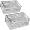 Frepea 2 cesti portaoggetti grigi piccole scatole pieghevoli pieghevoli stabili in plastica per cucina/cameretta dei bambini/ufficio (grigio)