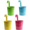 Ikruidy Vasi Portafiori Pensili 4 pezzi Vasi di Fiori in Metallo 10cm Metallo Vasis da Fiori Appesi con Gancio Staccabile e Foro di Drenaggio per Balcone Giardino Decorazione