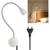 YNDD Lampada da Lettura a Parete con Interruttore, 3W LED Luce da Muro Interno Bianco Caldo, Lampada Collo d'oca Flessibile Faretto da Lettura per Camera da Letto Soggiorno, Argento