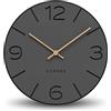 Cander Berlin MNU 2630 Y Orologio da parete silenzioso, senza ticchettio, 30 cm, analogico, soggiorno, moderno, vintage, grigio, nero, lancette in legno