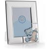 ARTÉ 10x15 Cornice portafoto per BAMBINO, Made in Italy, elegante placcata in argento, Silver Plated antiossidante, Bellissima cornice in Silver Plated con retro in legno laccato bianco E272/CELESTE