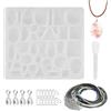 MERVYNGLYNNHUNTER Set di stampi in silicone per gioielli, 48 cavità,ciondolo in resina epossidica con contagocce,cordino e ciondolo clip,stampo in silicone per la creazione di gioielli