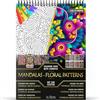 In Textu Libro da Colorare per Adulti Mandalas Motivi Floreali, 200 g/m² | Rilegatura a spirale, A4, carta spessa, premium, 30 disegni, 300 modelli a colori, per matite e marker acrilici/alcol/acqua