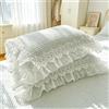 Generic Federe in Puro Cotone con Volant in Pizzo Shabby Chic Vintage, 2 Pezzi, Lusso Elegante con Chiusura a Busta, Stile Country Francese per Cuscino, Divano, Camera da Letto(Green)
