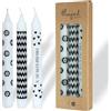 comforder Set 3 Candele Stampate, Luna, 20 cm, 7 Ore, Bianco e Nero