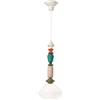 Ferroluce Sospensione Lariat 1 Luce Decò In Ceramica Made In Italy C2711 Bianco Latte