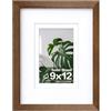 Egofine Cornice portafoto in legno massiccio con plexiglass, 22 x 30 cm, 12 x 18 cm con passepartout o 22 x 30 cm senza passepartout, per tavolo e parete, marrone noce
