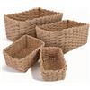 Vexaflow Cestino Portaoggetti, Set da 4 di Rete Intrecciati, Impilabili in Carta, Cesti Decorativi Boho per Fasciatoio, Cesti di Stoccaggio per Soggiorno, Cucina, Cameretta e Bagno