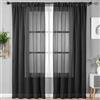 Alaoo 2 pcs Tende Trasparenti, Tende Trasparenti in Voile,Nero,142 * 135cm