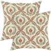 Generic Set di 2 federe per cuscini color melograno, stile classico vintage, con alloro ornamentale autunnale, color terracotta, con cerniera nascosta, per casa, soggiorno, camera da letto, dormitorio, divano