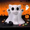 Norhogo 1 simpatici personaggi spaventosi, gatto bianco fantasma, simpatica scultura fantasma, statuette uniche per statue di Halloween e decorazioni spaventose per interni ed esterni