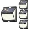 SEZAC Luce Solare Led Esterno【4 Pezzi /3 Modalità】 Illuminazione a 270°Luci Solari Esterno con Sensore di Movimento, IP65 Impermeabile Lampada Solare da Esterno per Giardino, Patio e Garage