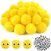 TOAOB THE ONE AND ONLY BABY TOAOB 50 Pezzi Pompom per Lavoretti 50mm Pompon Giallo | Con Occhi Mobili, Grandi Palline Di Feltro, per Cucito Fai Da Te Decorazioni Festa Artigianato