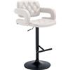 CLP Sgabello da bar CLP Dublin, rivestito in ecopelle, regolabile in altezza e girevole. Colore: bianco. Struttura: nera
