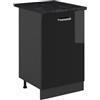 Vicco Mobiletto base cucina R-Line, Nero lucido/Antracite 50 cm | 1 Anta · Piano di lavoro incl. · Piedini regolabili in altezza · 1 Ripiano · ✓ Liberamente combinabile
