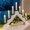 Shally Dogan Candelabro Elettrico dell'Avvento Natalizio con Lampadine LED, 7 Candele Artificiali di Natale per Illuminazione, Decorazione Natalizia Ideale Soggiorno, Cucina, Camera da Letto (Bianco)