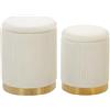 Beliani Set di 2 Pouf Contenitore Moderni in Poliestere Bianco con Base Oro