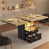 Kebnor Tavolo da pranzo allungabile, 110 x 80 x 75 cm, adatto per sale da pranzo, cucine o terrazze, con illuminazione LED, tavolo da pranzo in legno allungabile a 140 cm