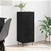 LoogCape Credenza nera effetto rovere, 34 x 34,5 x 90 cm, in legno, cassettiera con 3 cassetti, per soggiorno, sala da pranzo, corridoio, ufficio e molto altro ancora